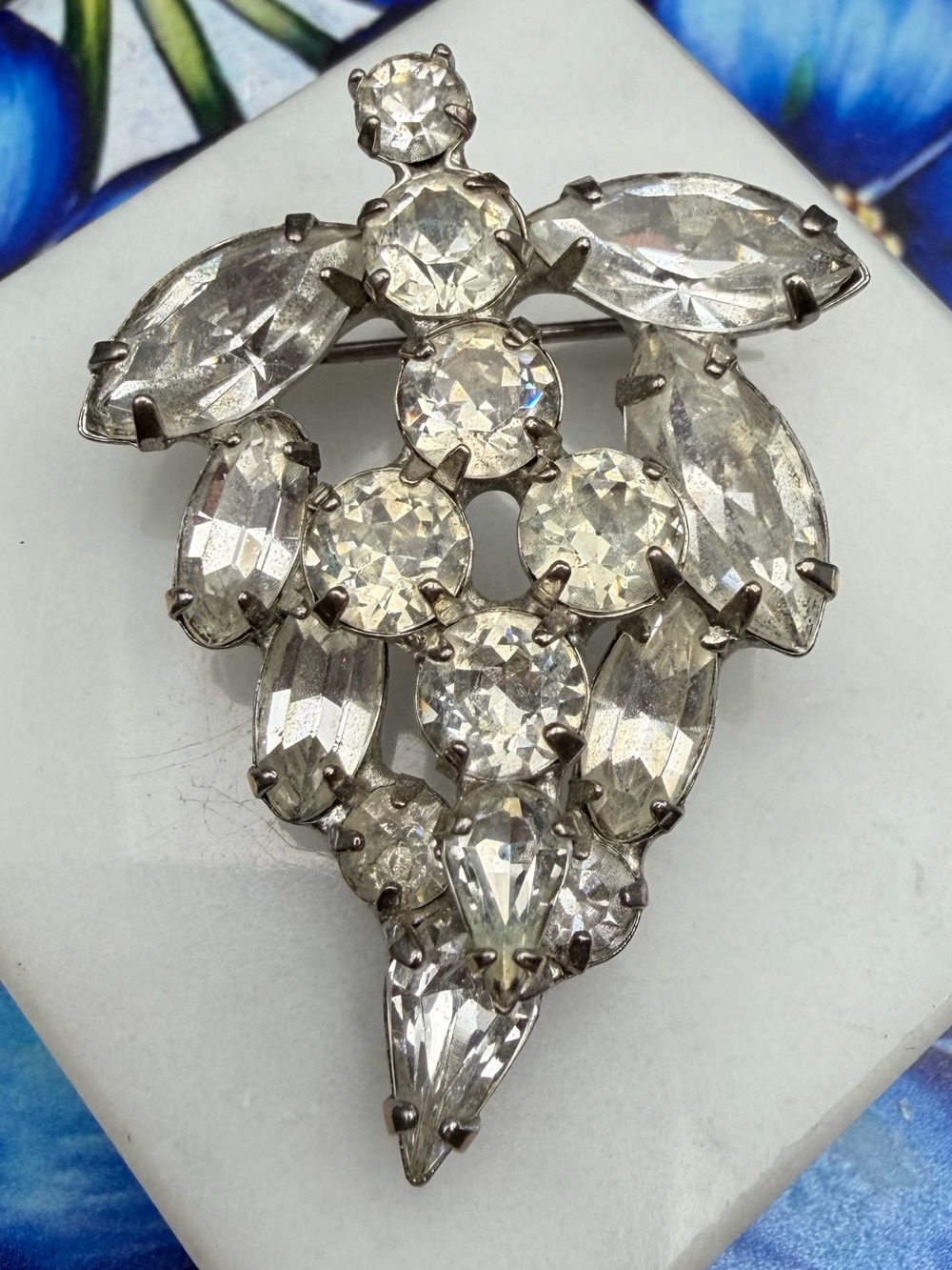 Weiss Vintage Rhinestone Brooch pin #408 Grape Cluster